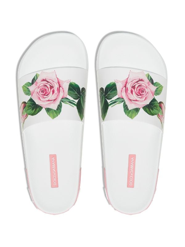 Gabbana Rose Printed Pool Slides 