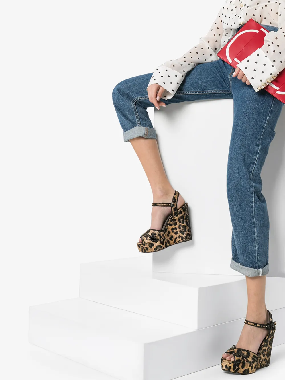 DOLCE & GABBANA DOLCE & GABBANA WOMENS NEUTRALS GOLD 90 LEOPARD PRINT WEDGES,CZ0227AX37614575029