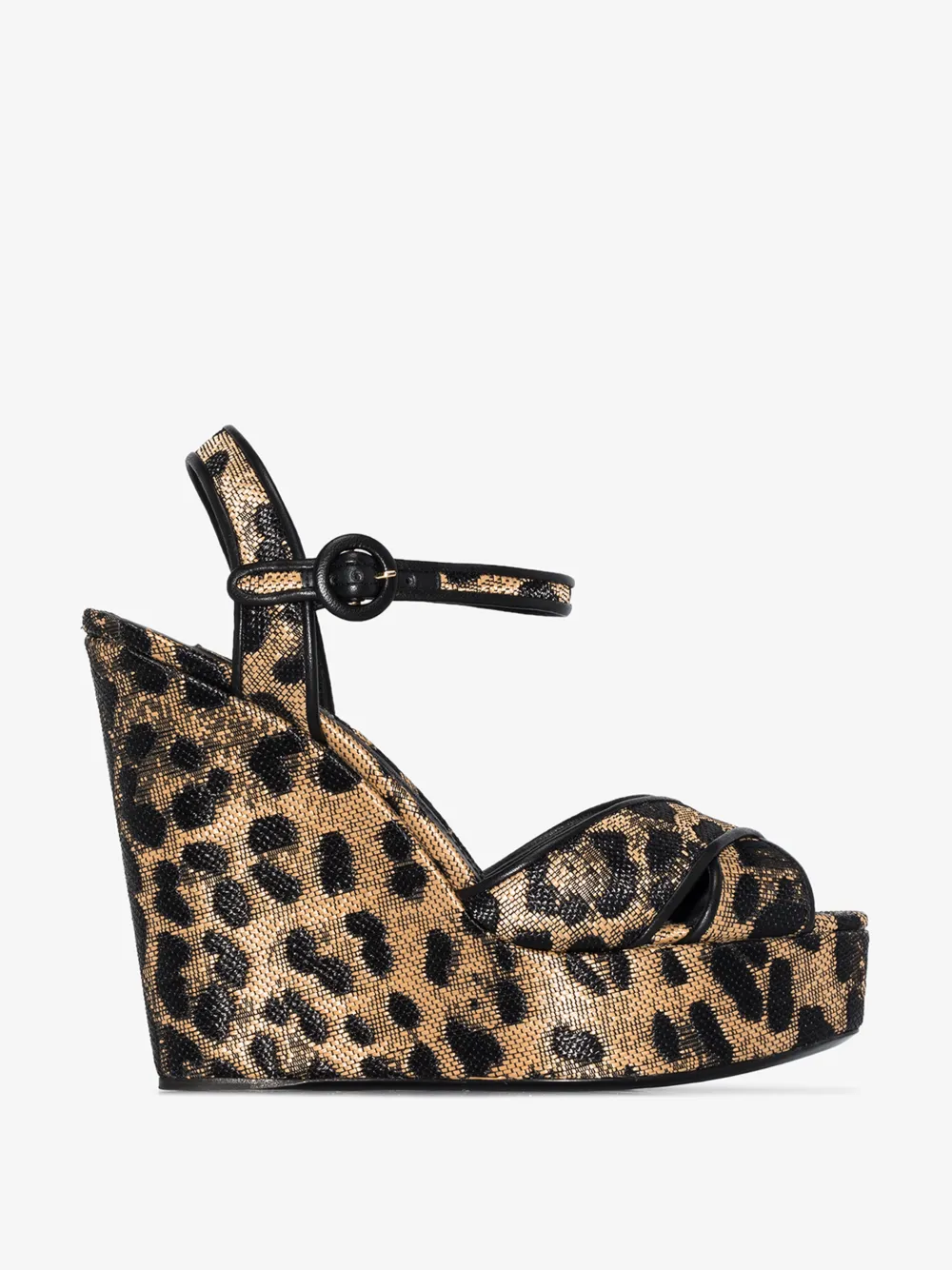 DOLCE & GABBANA DOLCE & GABBANA WOMENS NEUTRALS GOLD 90 LEOPARD PRINT WEDGES,CZ0227AX37614575029