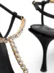 Dolce & Gabbana صندل بسير T حرير وساتان مزين بسلسلة وكعب 9 سم