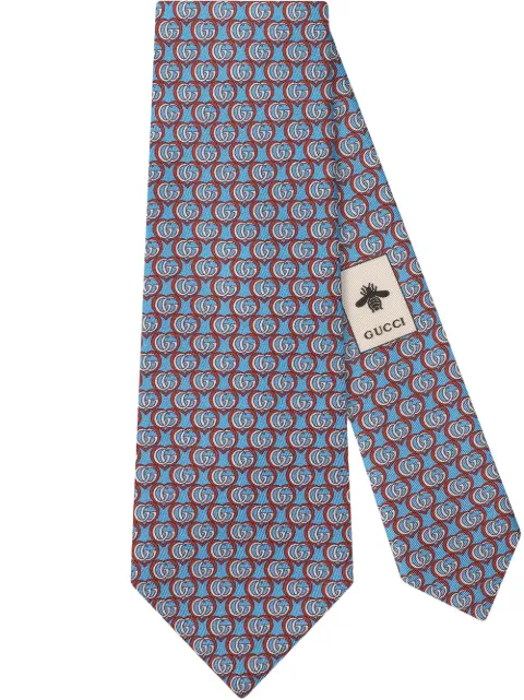 Blue Gucci Monogram Print Tie For Men | Farfetch.com