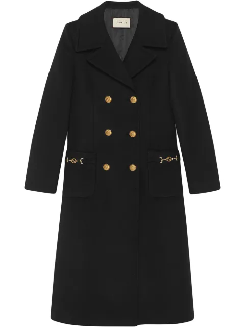 Click to view more detailed imagery on our partner's website Gucci Interlocking G Horsebit Coat In Black