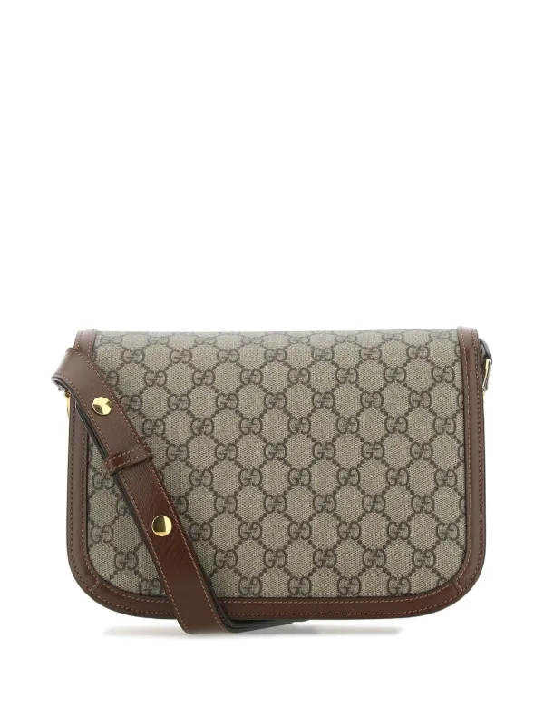 GUCCI グッチショルダーハンドバッグGGキャンバス  メッセンジャーバッグダブルリングバ＆バーベージュ×ダークブラウン1955ホースビット9888BEDBRGGパターン入りファブリック鞄 カバン BAG  バック | kaminorth