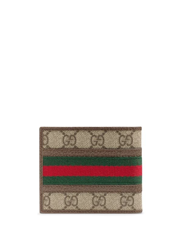 Gucci Beige GG Supreme Canvas Web Bifold Wallet Gucci