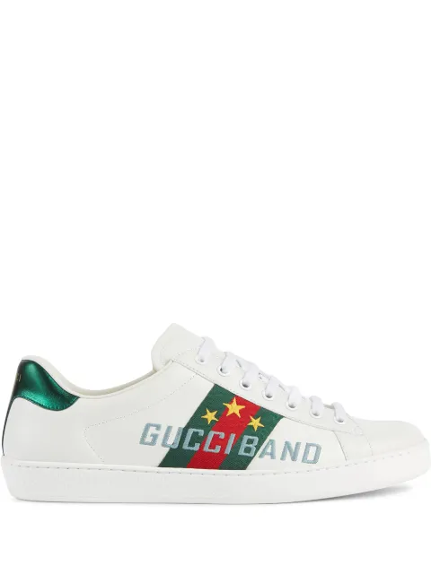 Click to view more detailed imagery on our partner's website Gucci New Ace Slogan-embroidered Leather Low-top Trainers In White ,multicolour