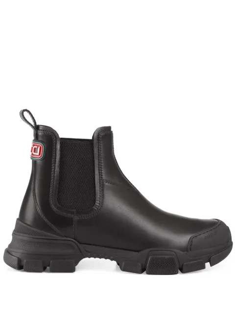 Click to view more detailed imagery on our partner's website Gucci Leon Exaggerated-sole Leather Chelsea Boots In Black