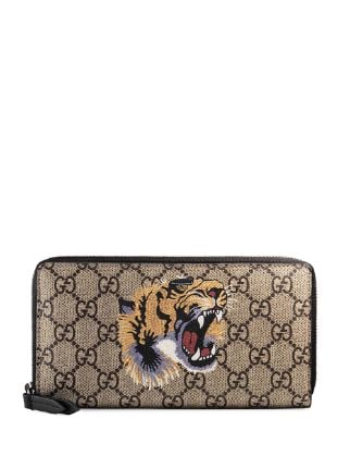 Gucci Tiger Print GG Supreme Wallet - Farfetch