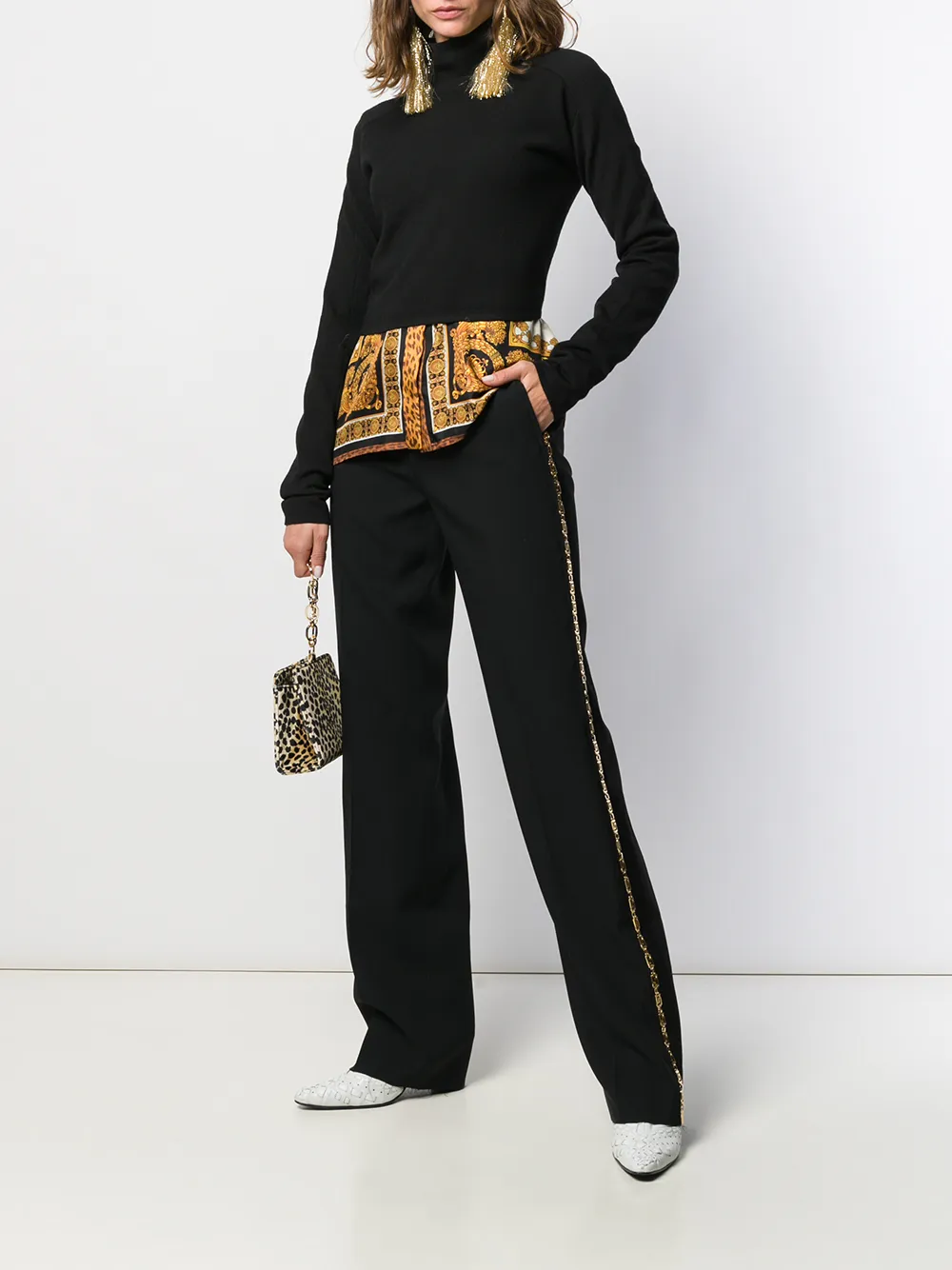 Versace Pantalon met print Zwart