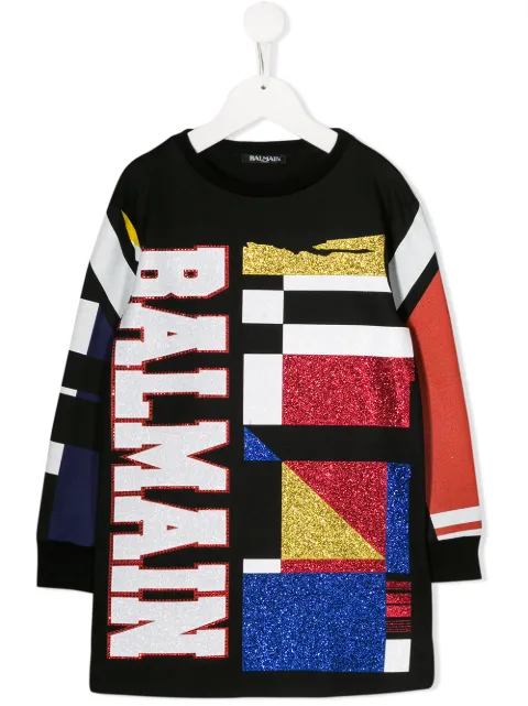 Balmain Kids camisa con estampado gráfico