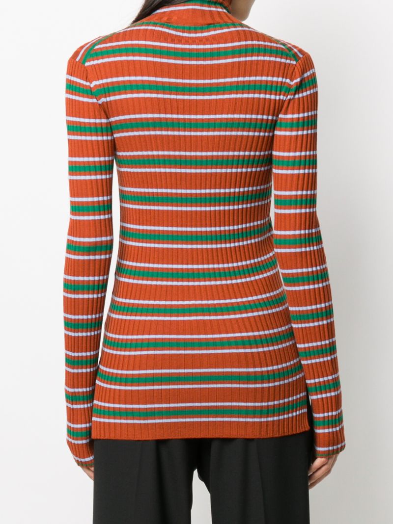 Shop Plan C Striped Roll Neck Jumper In Orange