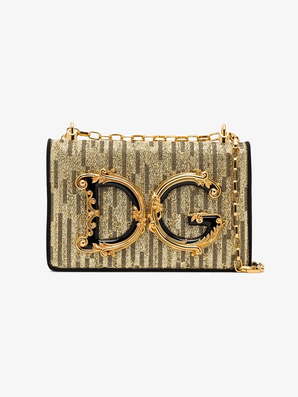 DOLCE & GABBANA DOLCE & GABBANA WOMENS BLACK GOLD DG GIRLS LOGO SHOULDER BAG,BB6498AJ65914577697