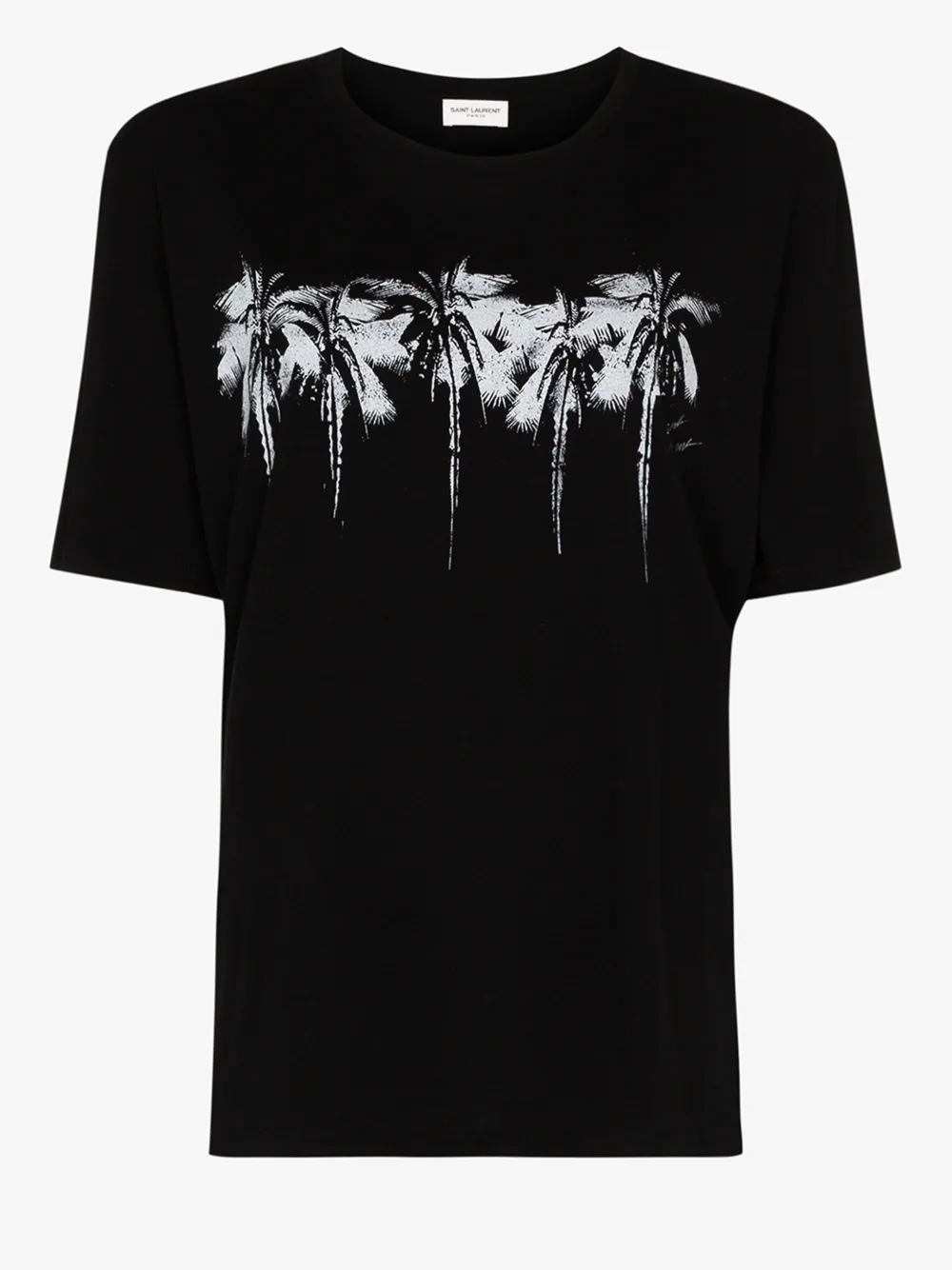 SAINT LAURENT SAINT LAURENT PALM TREE LOGO PRINT COTTON T-SHIRT,601977YBPA214577712