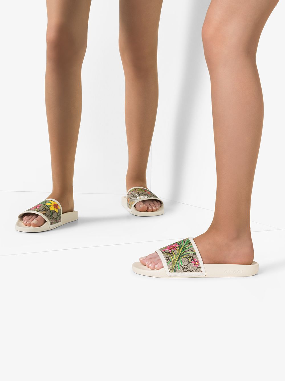 фото Gucci multicoloured floral monogram print slides