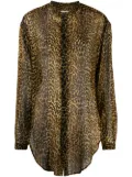 Saint Laurent leopard-print wool shirt - Black