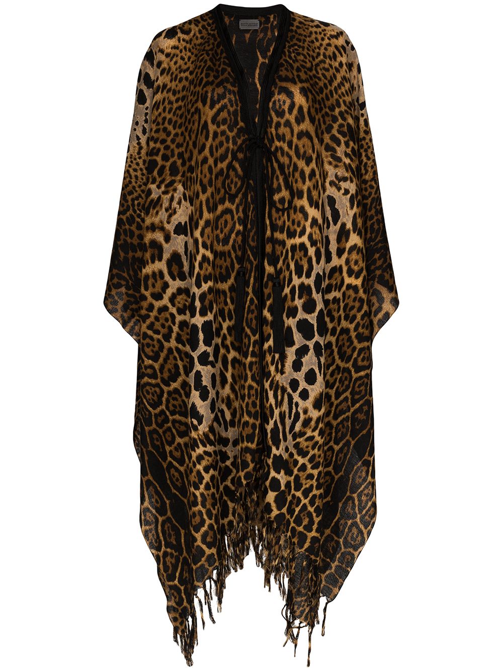 SAINT LAURENT LEOPARD PRINT TIE-FRONT CAPE