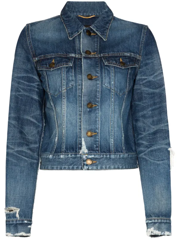 saint laurent distressed denim jacket