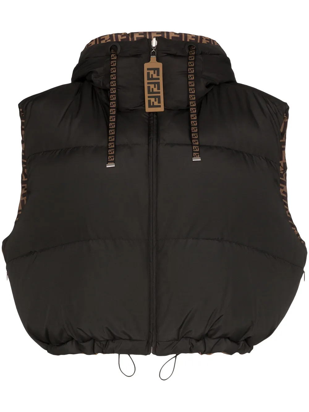 Fendi Reversible Cropped Gilet In Schwarz