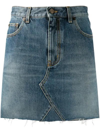 Saint Laurent raw edge denim mini skirt 