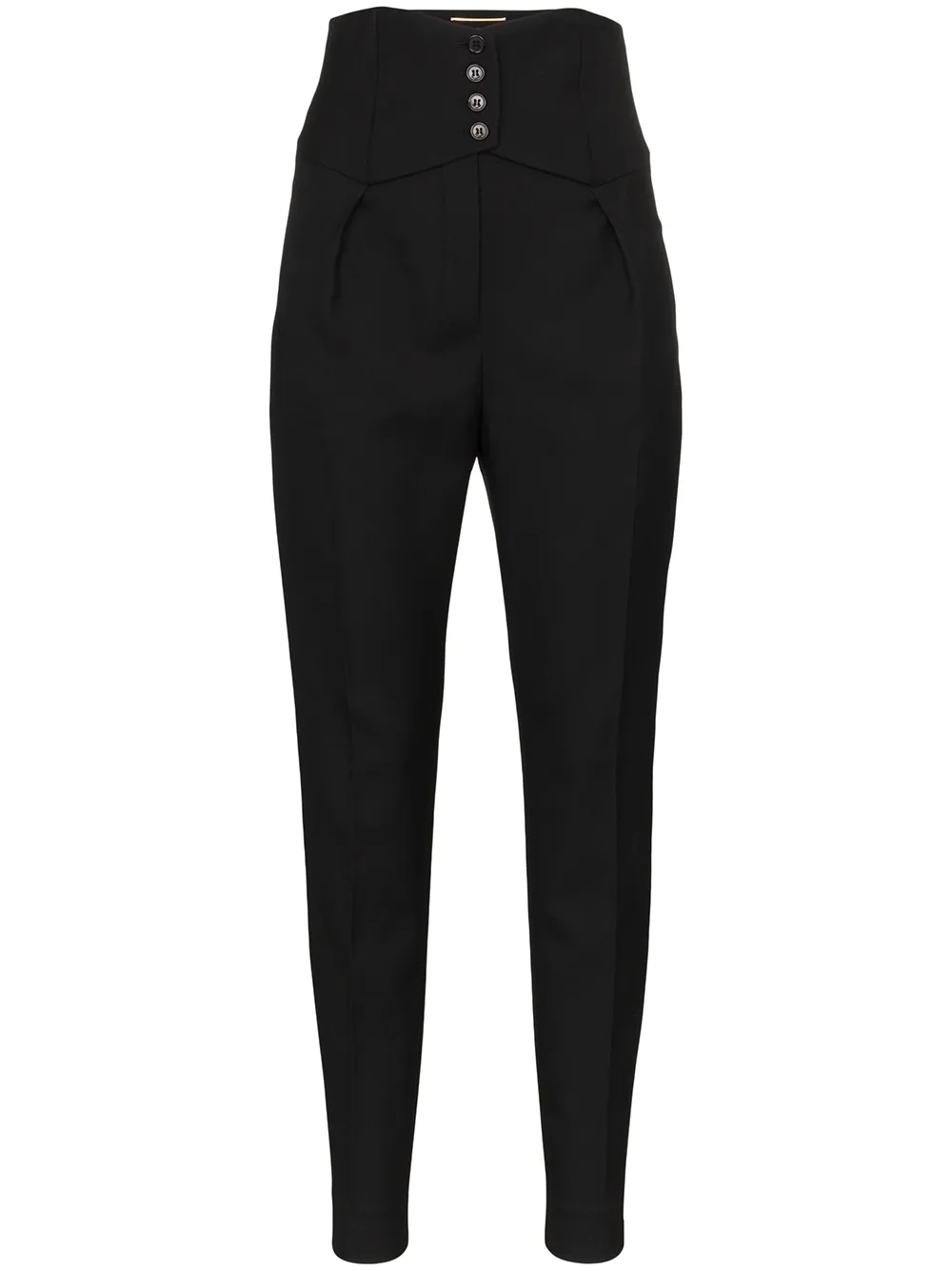 SAINT LAURENT HIGH-WAISTED FRONT CREASE WOOL TROUSERS