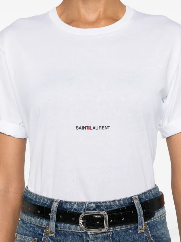 Saint Laurent logo print T shirt White FARFETCH AU