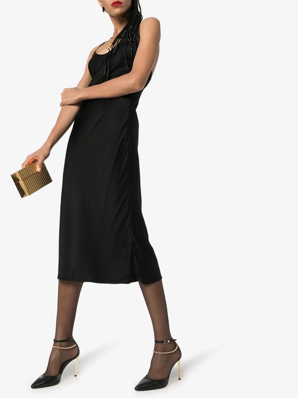 SAINT LAURENT MID-LENGTH SLIP DRESS,601311Y125W14577981