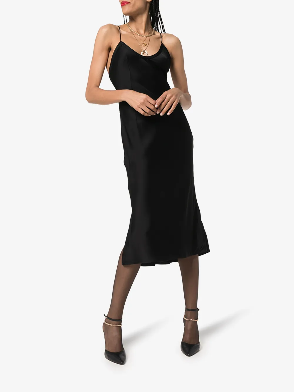 SAINT LAURENT MID-LENGTH SLIP DRESS,601311Y125W14577981