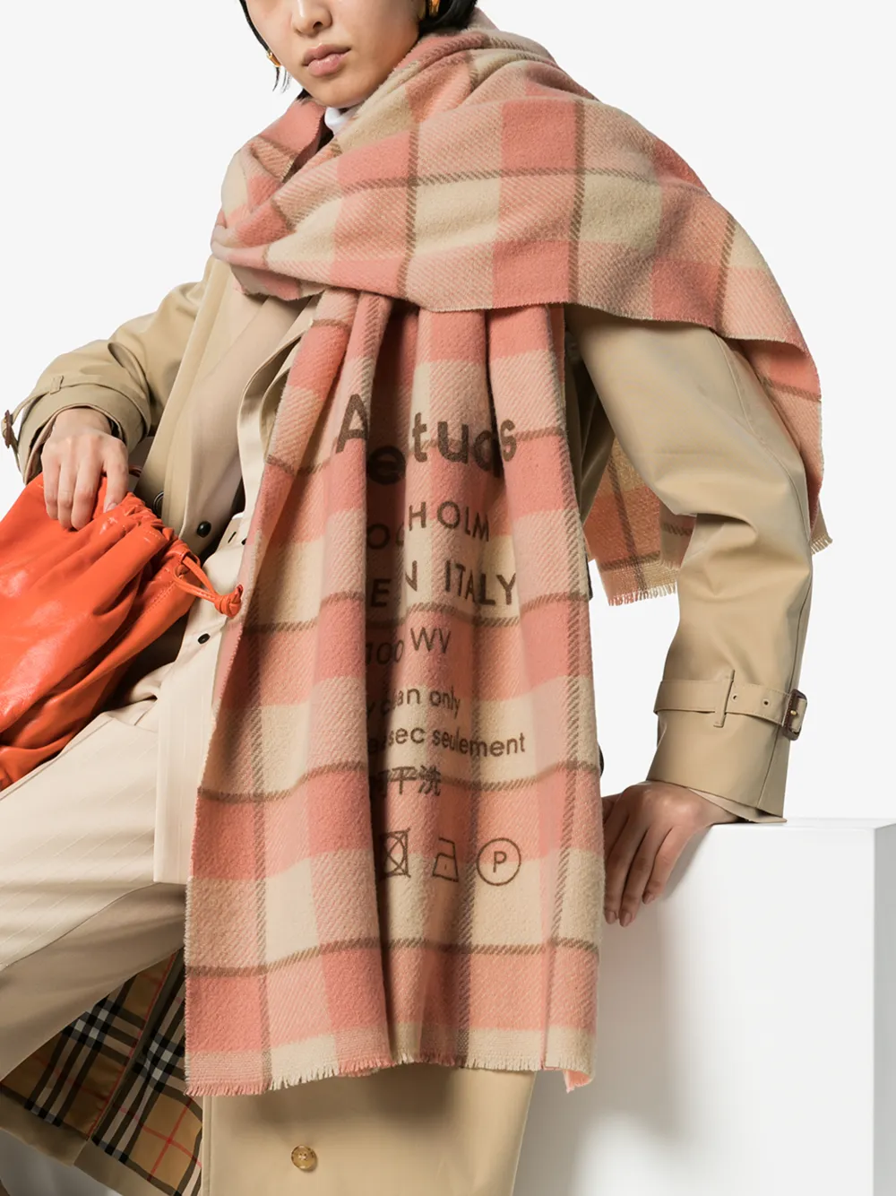 ACNE STUDIOS ACNE STUDIOS PINK CASSIAR CHECKED WOOL SCARF,CA002614577999
