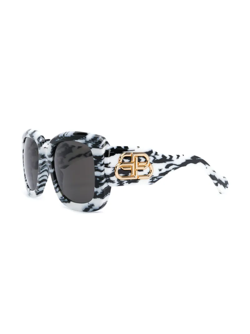 BALENCIAGA ZEBRA PRINT PARIS SQUARE-FRAME SUNGLASSES