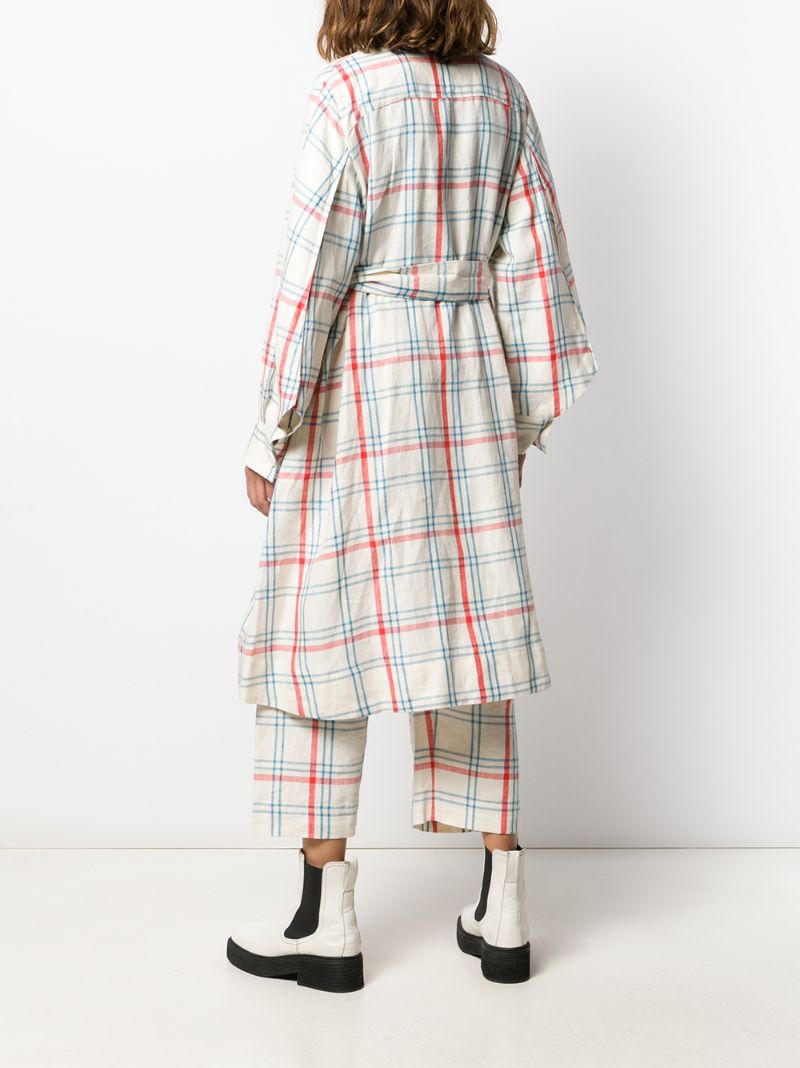 Shop Henrik Vibskov Check Pattern Coat In Neutrals