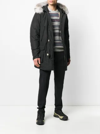 fur trim hooded padded coat展示图