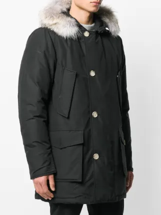 fur trim hooded padded coat展示图