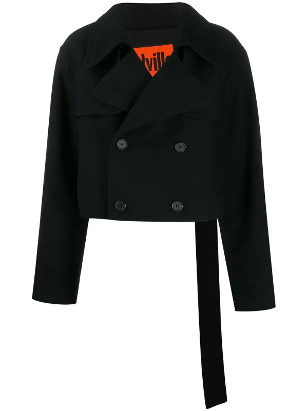 Women S Black Cropped Trench Coat Tradingbasis