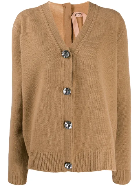 Nº21 crystal detail oversized cardigan