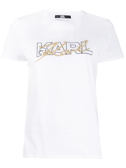 KARL LAGERFELD EMBROIDERED LOGO T-SHIRT