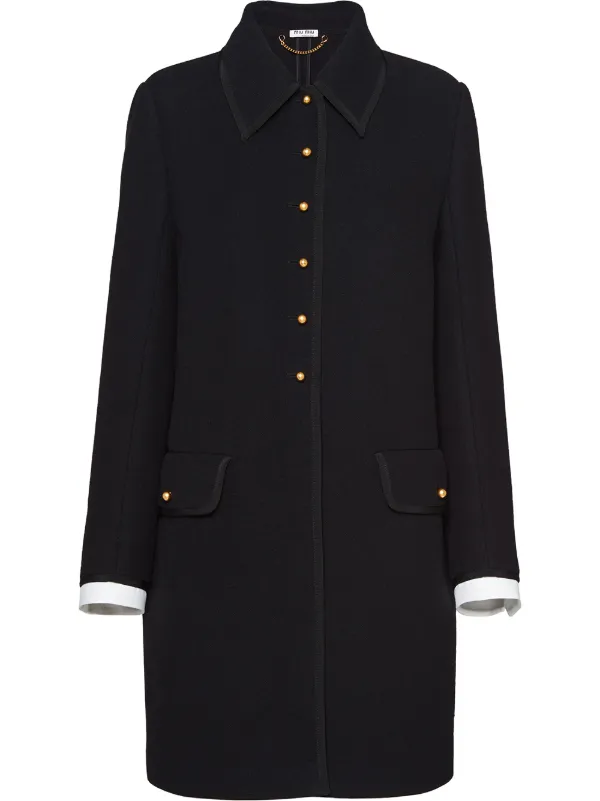 ジャケット・アウター miu miu archive wool long coat black archive MIU MIU double breasted wool coat | NOIR ONLINE