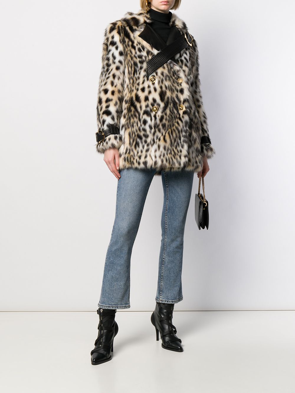 фото Versace двубортная шуба из искусственного меха с леопардовым принтом