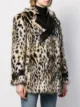 Versace double-breasted leopard print faux-fur coat
