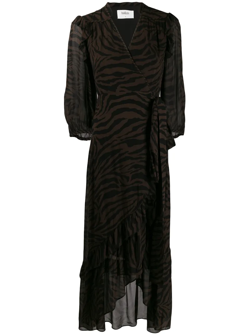 Ba&sh Wrap Maxi Sele Dress In Brown