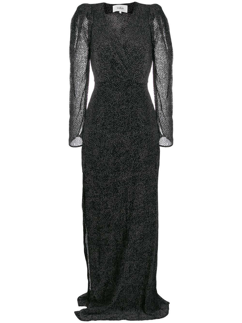 Ba&sh Charlie Dévoré Velvet Dot Maxi Dress In Black