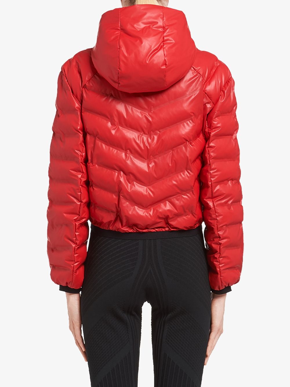 Shop Prada Hooded Puffer Jacket In Red