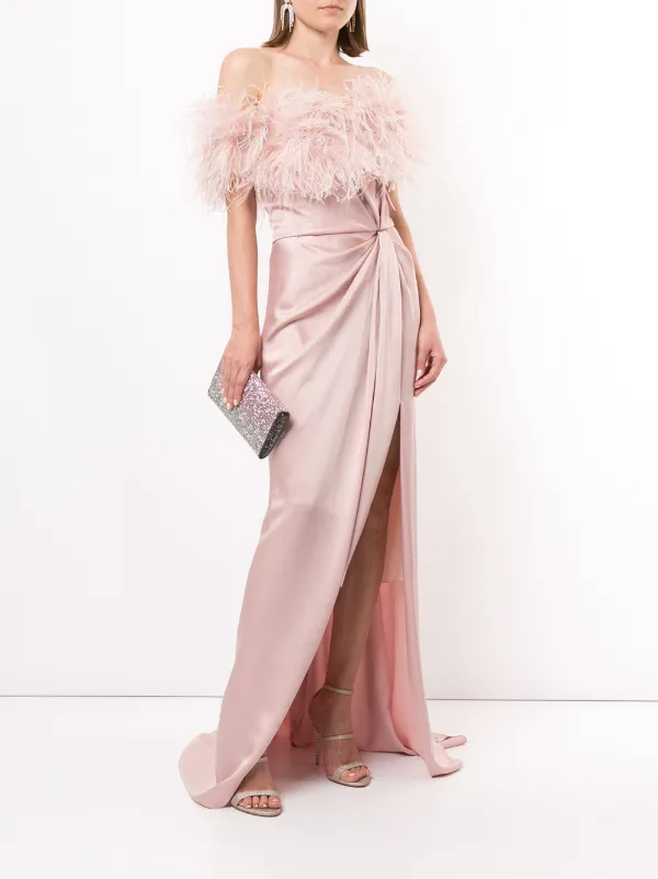 feather satin dress