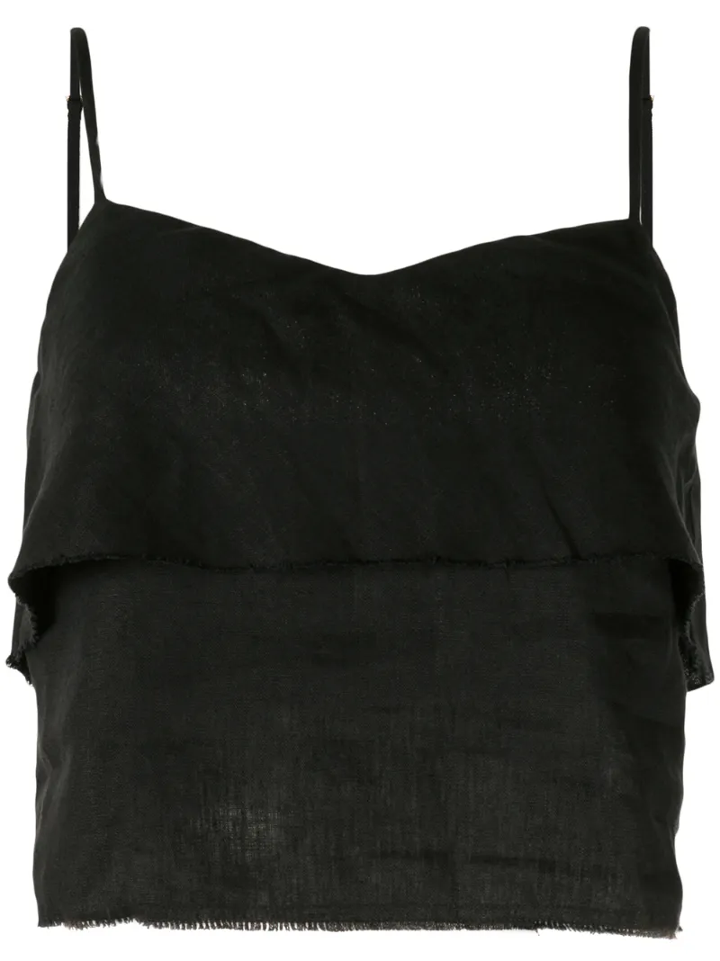 Venroy Cropped V-neck Top In Black