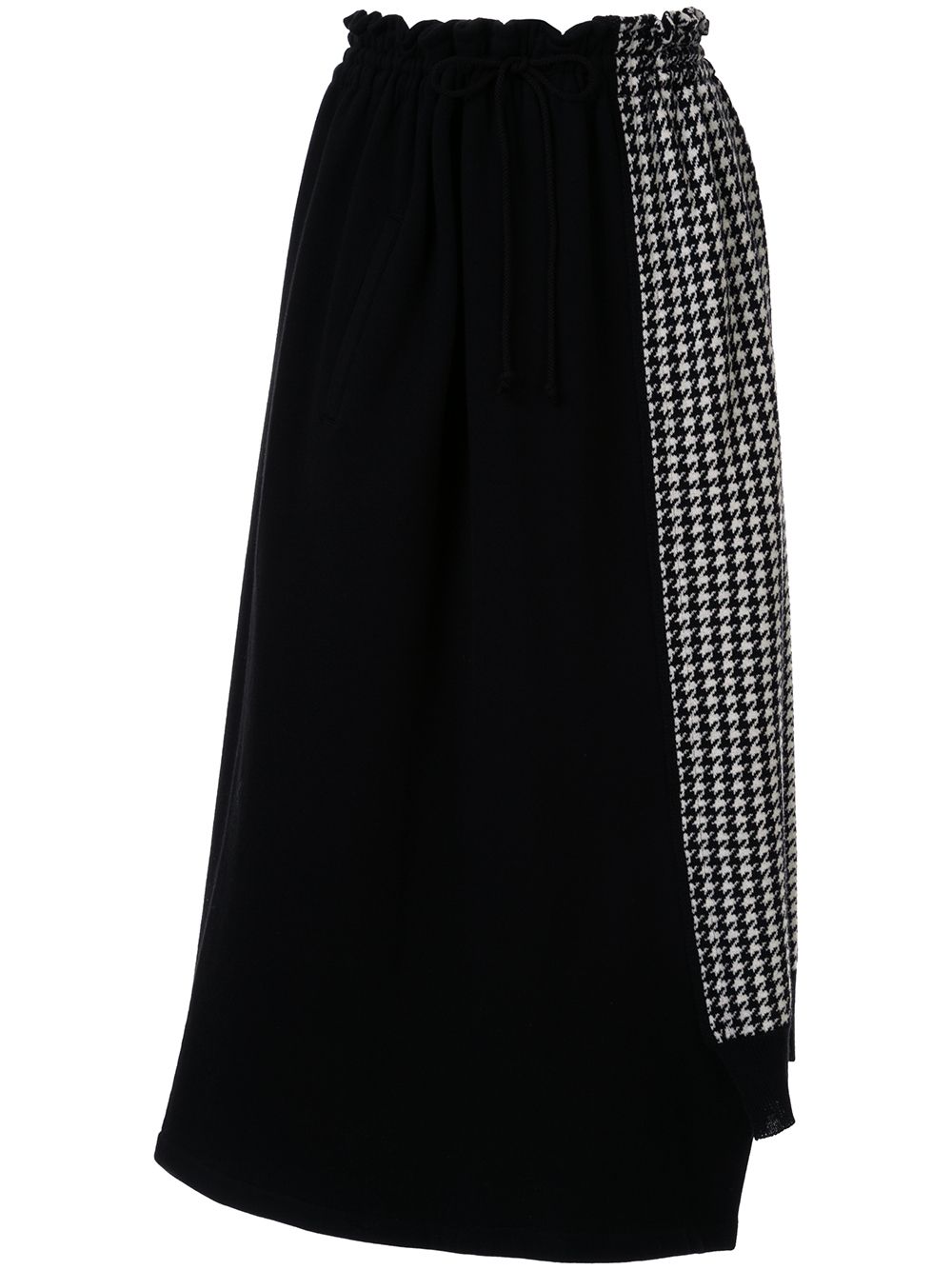 Y's Panelled Houndstooth Pattern Skirt In Black