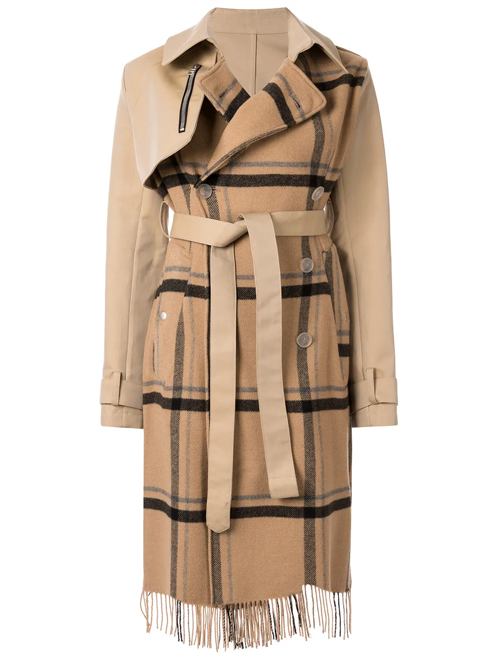 

UNRAVEL PROJECT check scarf trench coat - Brown