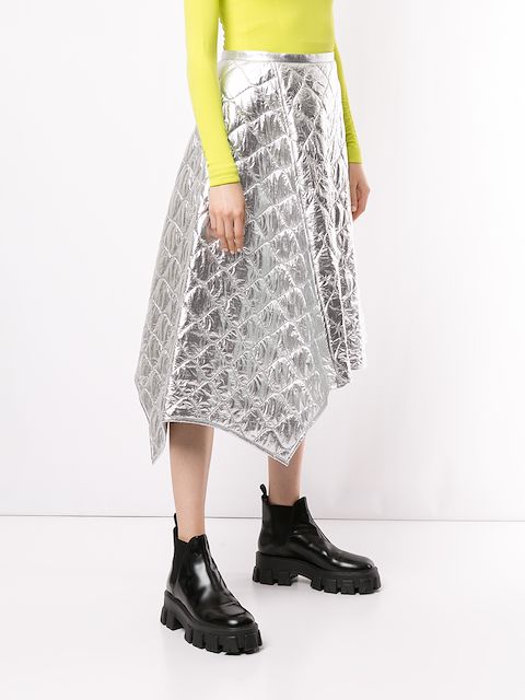 JUUN.J DIAMOND PANELLED ASYMMETRIC SKIRT