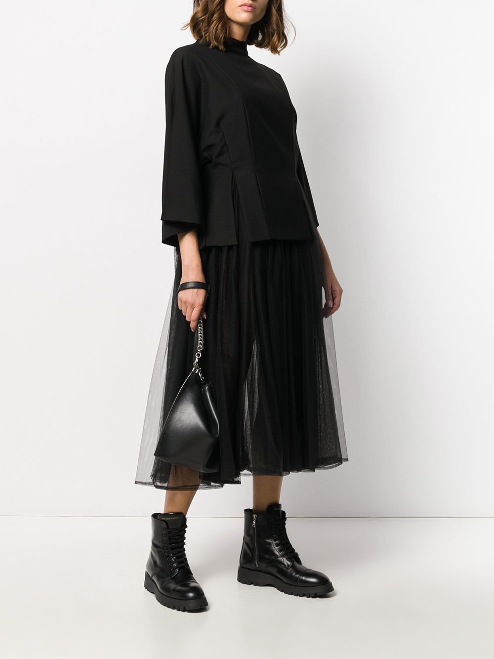 фото Comme Des Garçons Noir Kei Ninomiya платье с контрастной вставкой из тюля