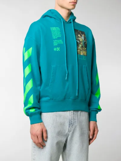 blue and green off white hoodie