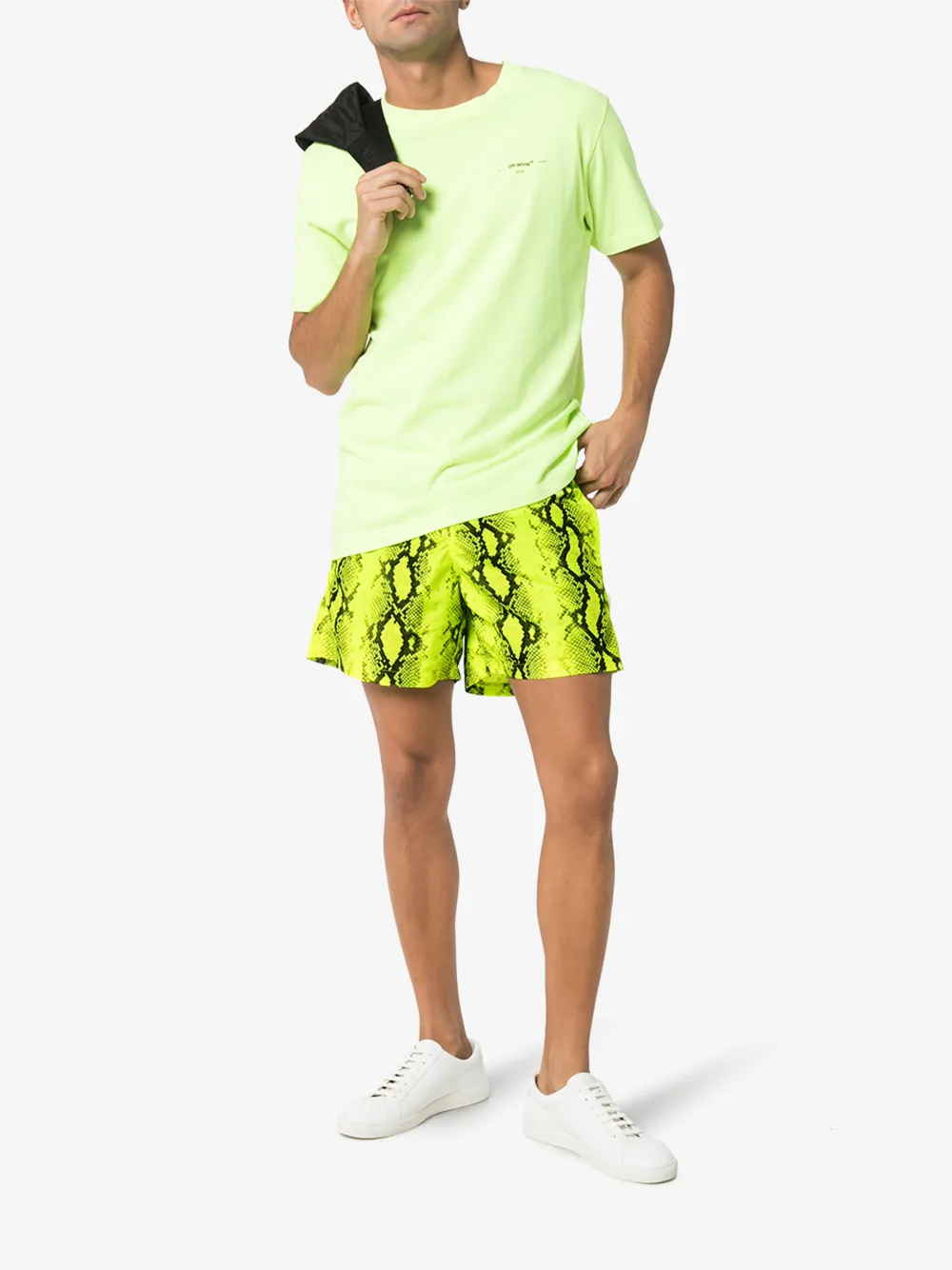 OFF-WHITE SNAKE PRINT SWIM SHORTS,OMFA003R20G72003600014583900