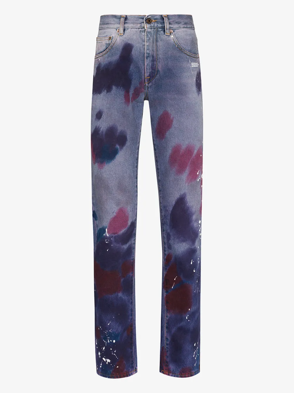 Off-white Vintage Paint Slim Cotton Denim Jeans In Blue
