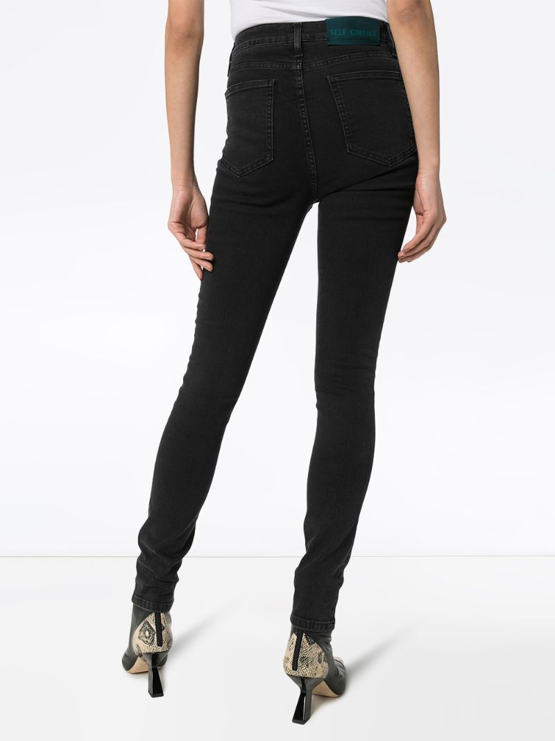 Shop Self Cinema High-waist Skinny Jeans In Black